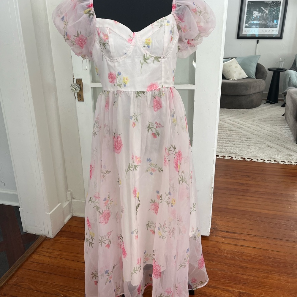 SHEIN Pink Floral Formal Dress